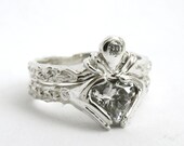 Claddagh Wedding Set  - Personalized - Choose your Stone - Sterling silver - Diamond - Engagement Ring and Wedding Band - Rickson Jewellery