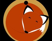 Small Bag Tag- Sleeping Fox - 2.5 Inch Round Plastic Bag ID Tag