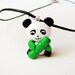 Cute Baby Panda Holding Bamboo Necklace