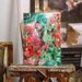 Painting, original floral abstract, small,"Geranium Riot" 10x 7 inches