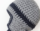 Toddler Boy Aviator Hat with Earflaps Tassels Gray  Navy Blue 12 to 36 Months