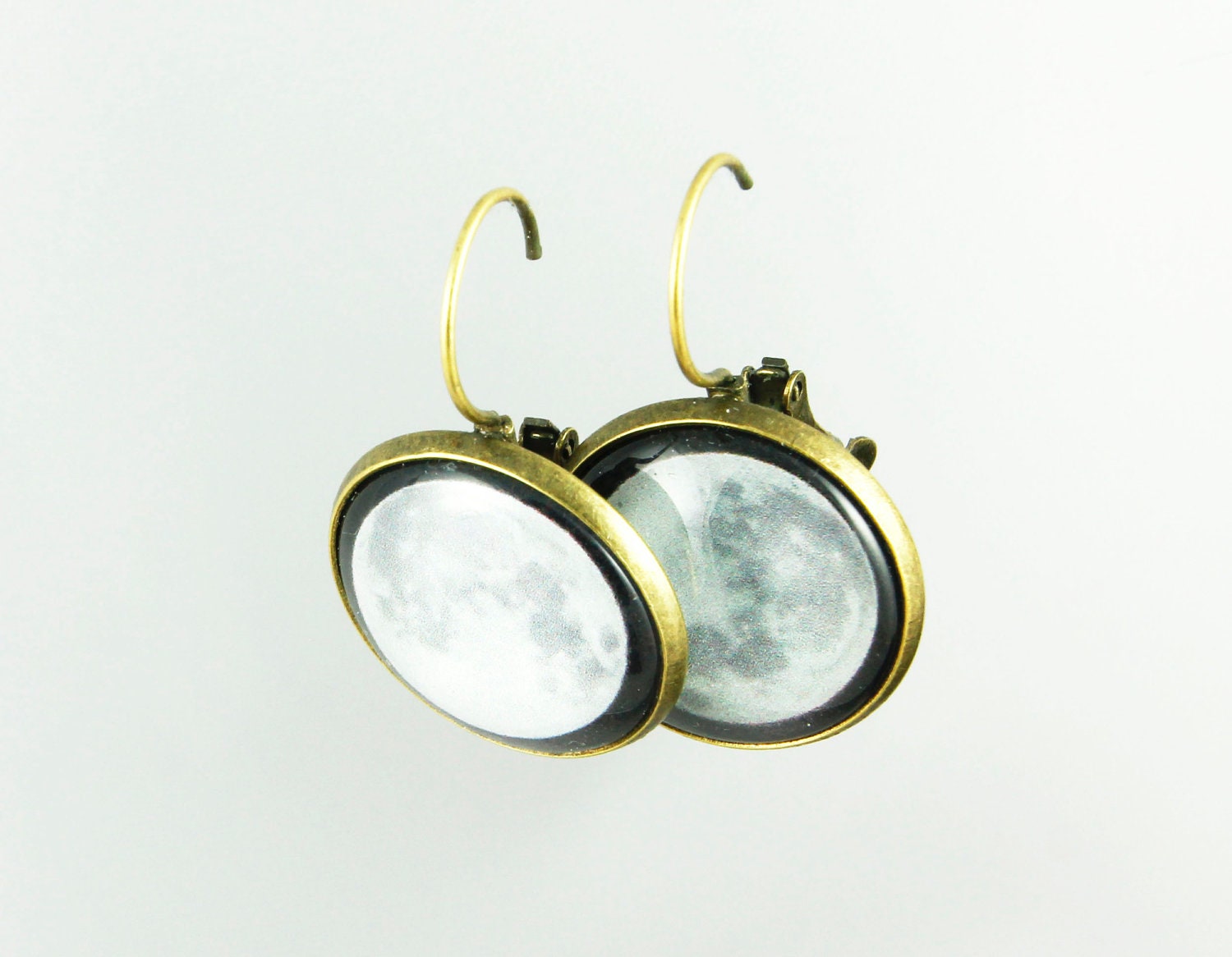 Super Moon, Antiqued Brass, Photography Earrings