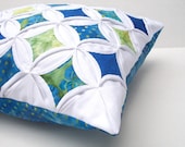 Pillow Cover Throw Pillow Blue Green Batik Cathedral Window 18 Inch