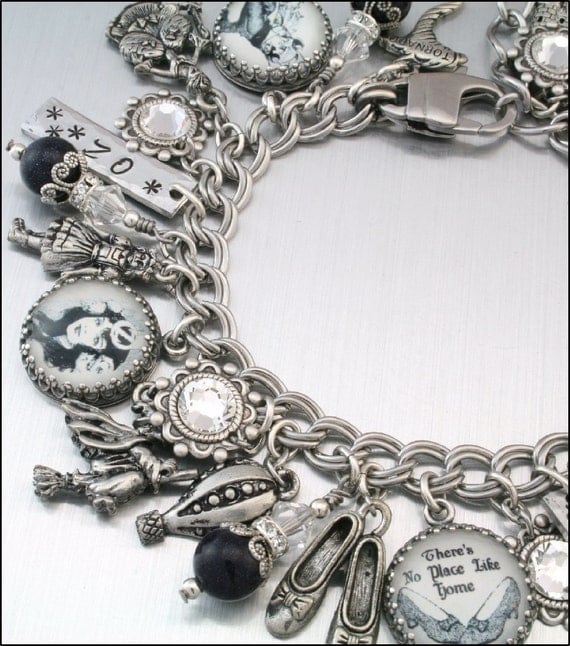 Wizard of OZ Charm Bracelet, Wizard of OZ Jewelry, Glinda Jewelry, Dorothy Charm Bracelet, There's No Place Like Home