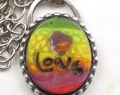 Handmade Lampwork Bead Love Murrine Pendant 18 inch chain