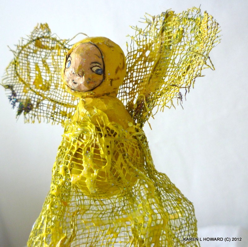 Yellow Orb Angel (posing with blue friend) Free USA Shipping