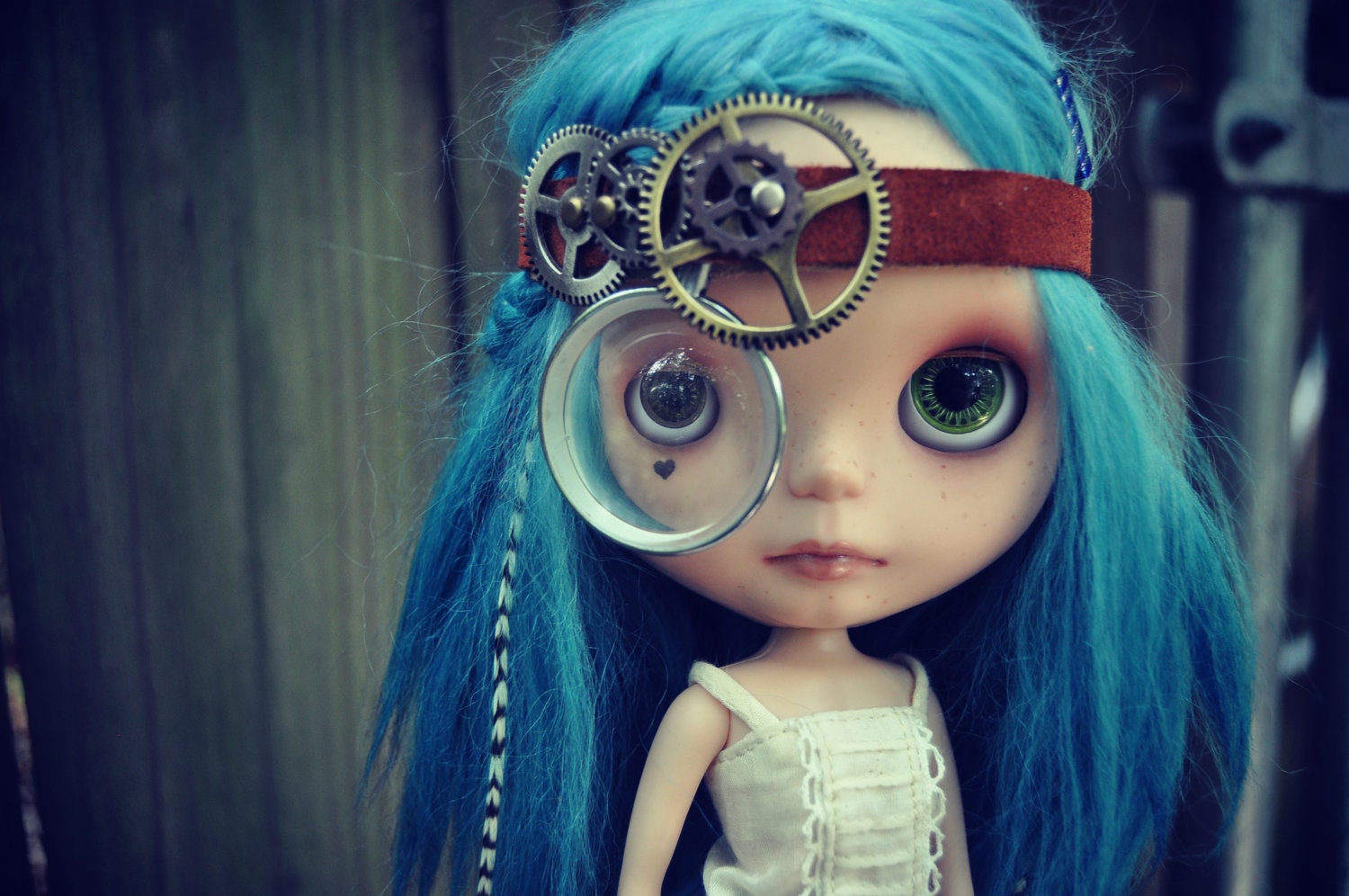 Steampunk Leather Headband for Blythe, Two Sizes Too Small