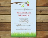 apple theme baby shower invitation, for baby girl or boy, gender neutral