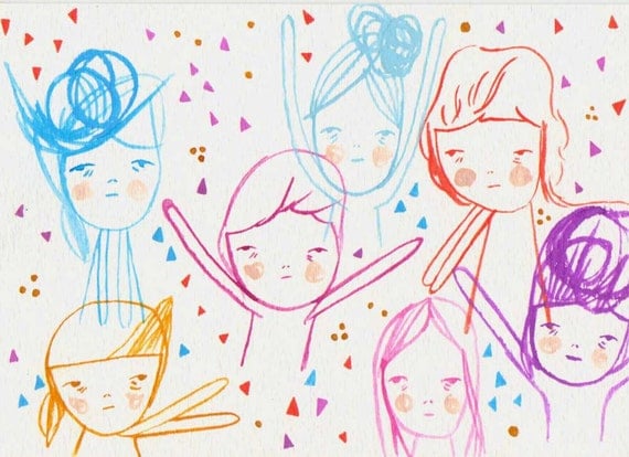 original painting illustration drawing paper- the celebration kids