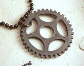 Gear Necklace - Black - Sterling Silver - Unisex - Mens - Industrial Chic - Rustic - Steampunk - Chunky Gear - Clock Gear Necklace