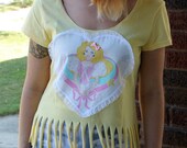 yellow fringe barbie heart crop top