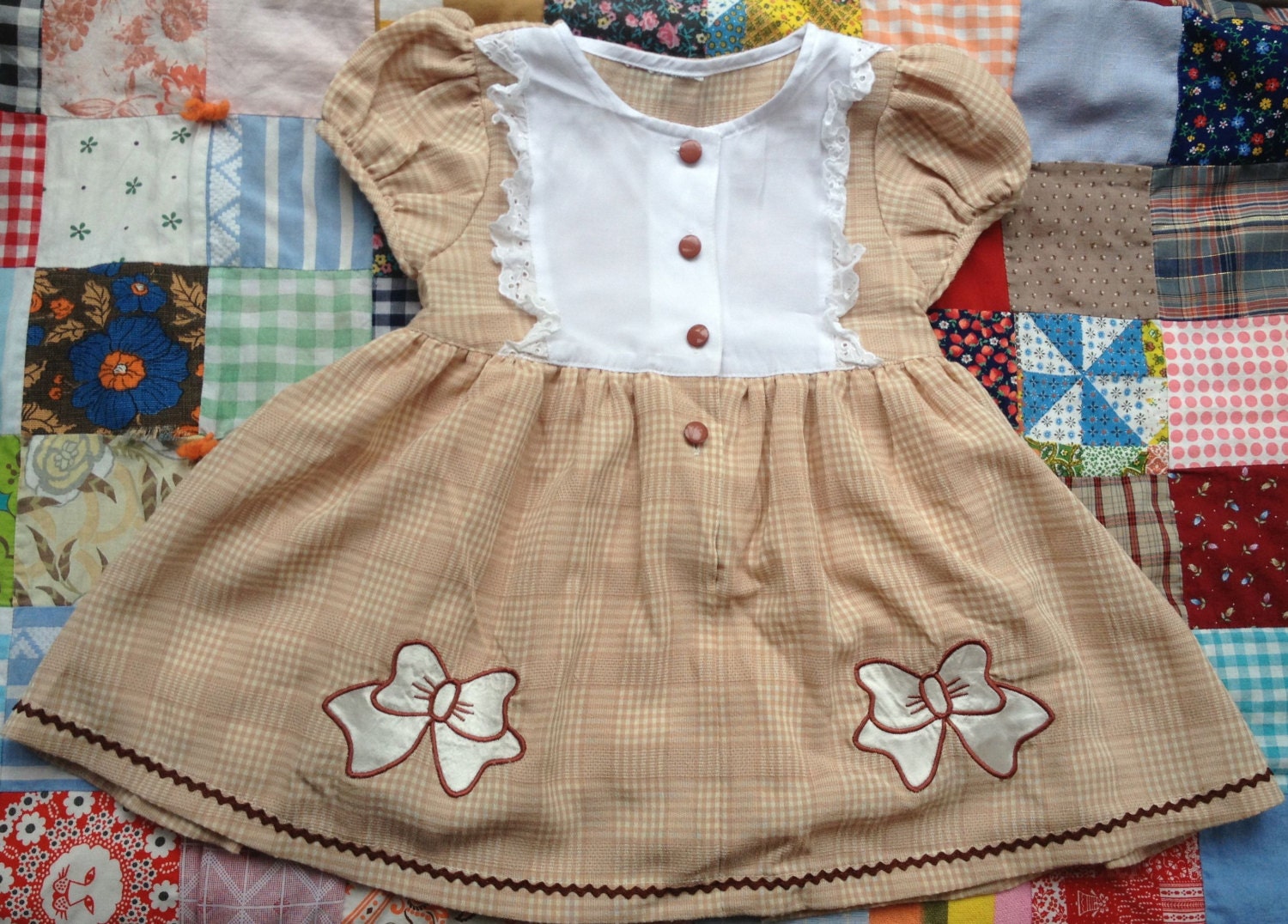 Brown Plaid 70s Dress 3T