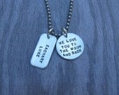 Hand Stamped Jewelry I Love You To The Moon and Back  Necklace For Him With Personalized Name Tag