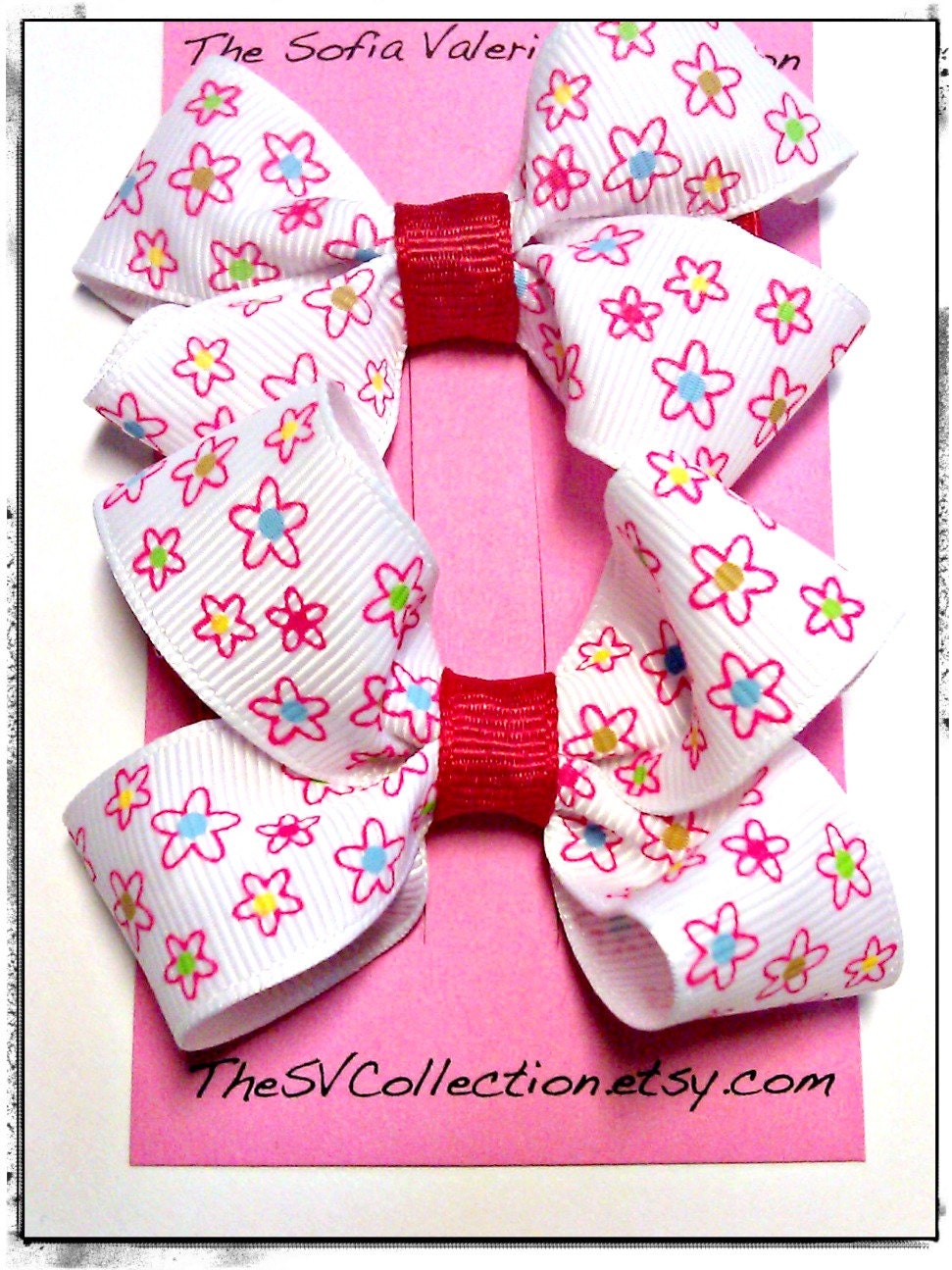 NEW Small Boutique Bows Multicolor Flower Pattern