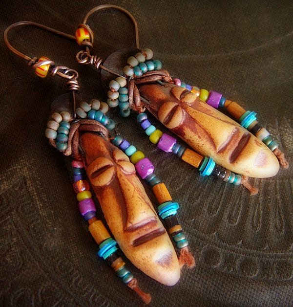 Easter Island Earthenware Beaded Earrings
