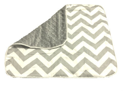 Baby Security Stroller Lovie Blanket in Gray/White Chevron with Gray Minky Backing