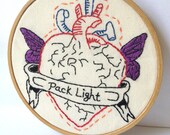 Embroidered Art based on Original Painting.  Pack Light.  Ready to Ship