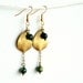 Gold leaf earrings, boho jewelry, tribal earrings, raw brass & green, boho bride