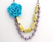 Asymmetrical Blue Sakura Flower Necklace Buy 3 Get 1 Free
