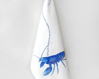 Screen printed Blue Lobster Tea Towel
