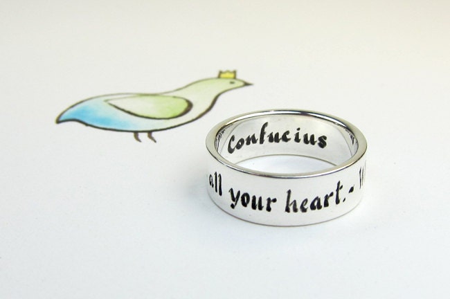 Wheresoever you go, go with all your heart - Confucius, Size 4 3/4, Sterling Silver Ring