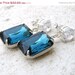 15% Off Sale Sapphire Jewelry Bridal Earrings Montana Navy Blue Foiled Octagon Stone Rhinestone Silver Stud Bella E31M Estate Style Wedding