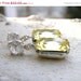 15% Off Sale Bridal Earrings Pastel Yellow Foiled Octagon Stone Rhinestone Silver Stud Bella EV1 Vintage Inspired Estate Style Wedding Jewe