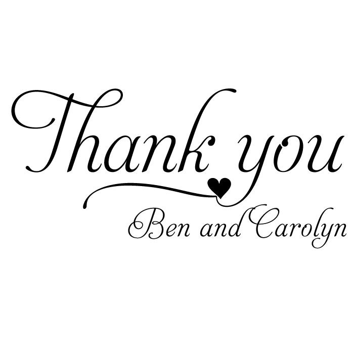 Custom Thank You Stamp - WOOD HANDLE - Ben and Carolyn - Stamp your Favors or inside Thank You Notes