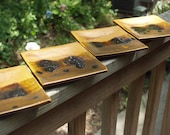 Square Appetizer Dessert  Sushi Plates Set of 4-Ready To Ship Rustic Saddle