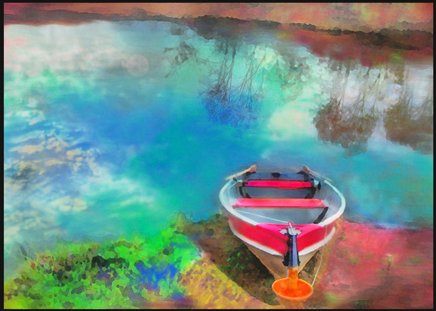 On Sale, The red boat,ACEO, Original Signed Art Photograph,Archival Open Edition 2.50 x 3.50 inches, nautical, boat, fishing