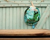 Baby Girl Sun Hat Newborn to 6 Months - Kelly Egg Blue Floral Patchwork Bucket Cap - Ready to Ship