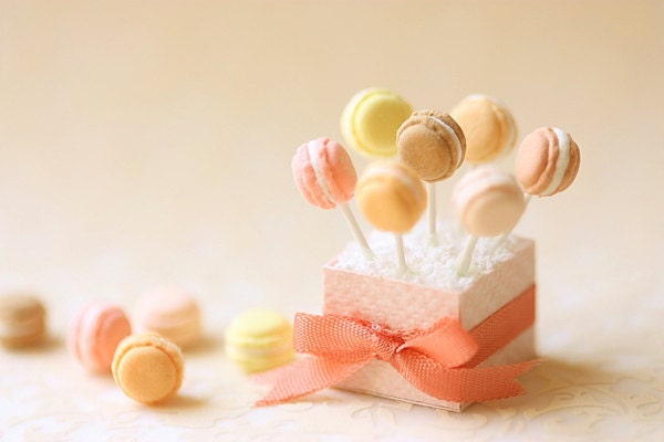 Dollhouse Miniature Food - Pink Macaron Pops