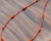 Coral and Tangerine Beaded Necklace