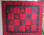 Black and Red Quilted Sofa Throw