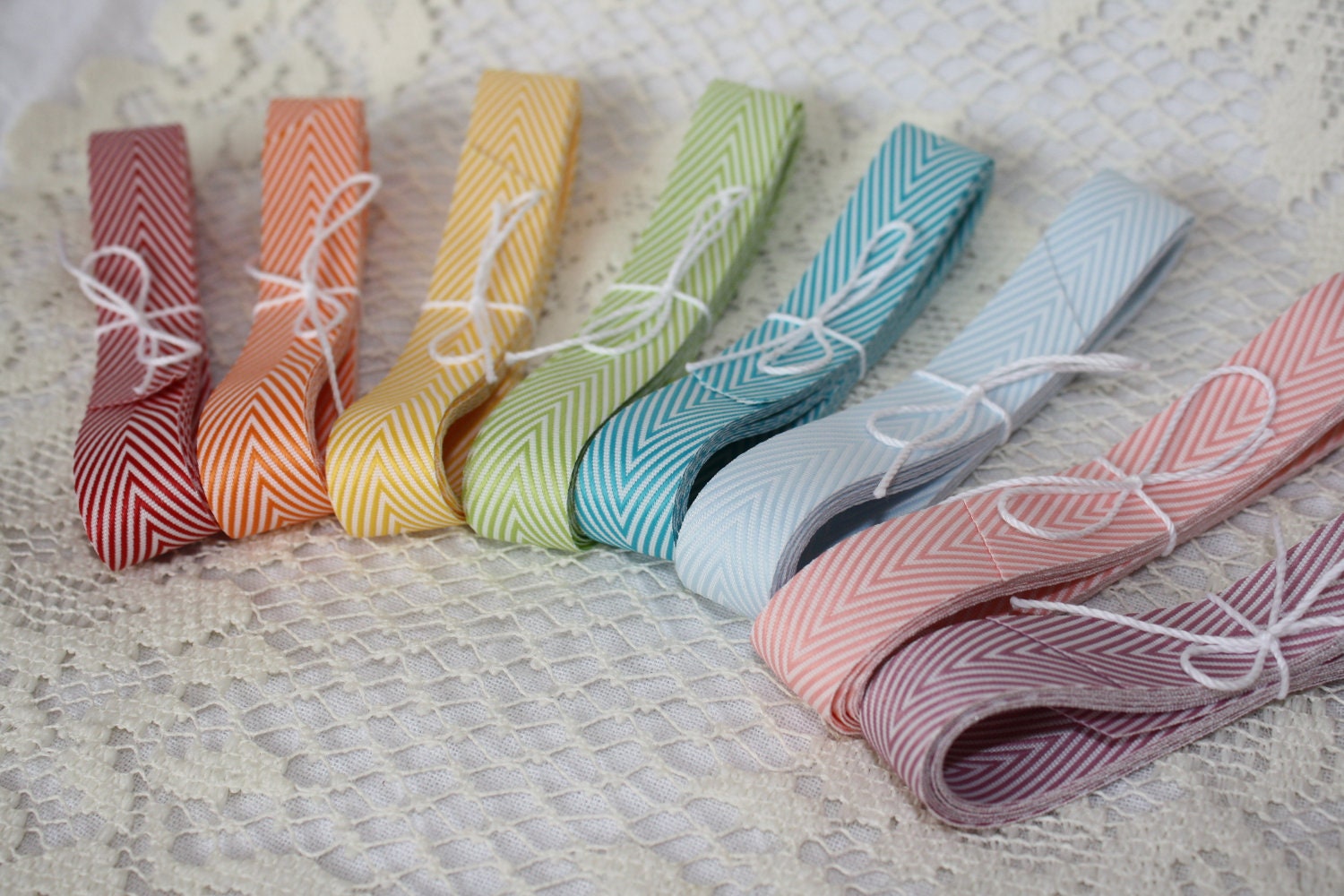 Chevron Striped Twill Ribbon Sampler - 8 bundles
