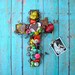 Wire-Wrapped Rusty Cross with Colorful Magnesite Nuggets