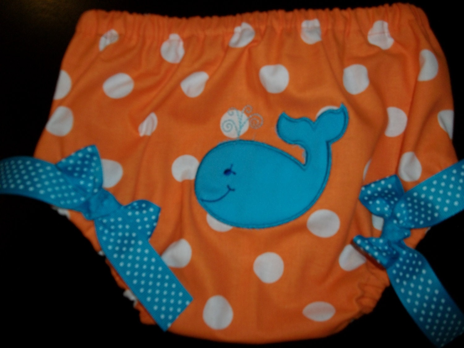 Orange and blue polka dot Whale bloomers