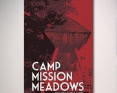 Camp Mission Meadows Bell Tower Art Print, Chautauqua Lake Poster, Vacation Art Print Poster, Summer Camping Poster, Travel Art, 12x18 Print