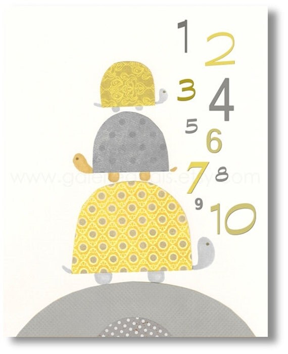 Kids wall art, nursery art prints, baby nursery decor, nursery wall art, nursery turtle, kids room decor, numbers,  Going Places 8x10 print