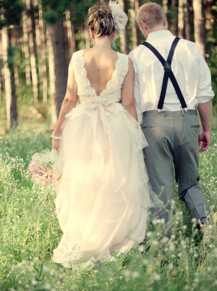 Blush Pink Wedding Dress with Separate Skirt and Top - SALE Ready To Ship Size US 8-10