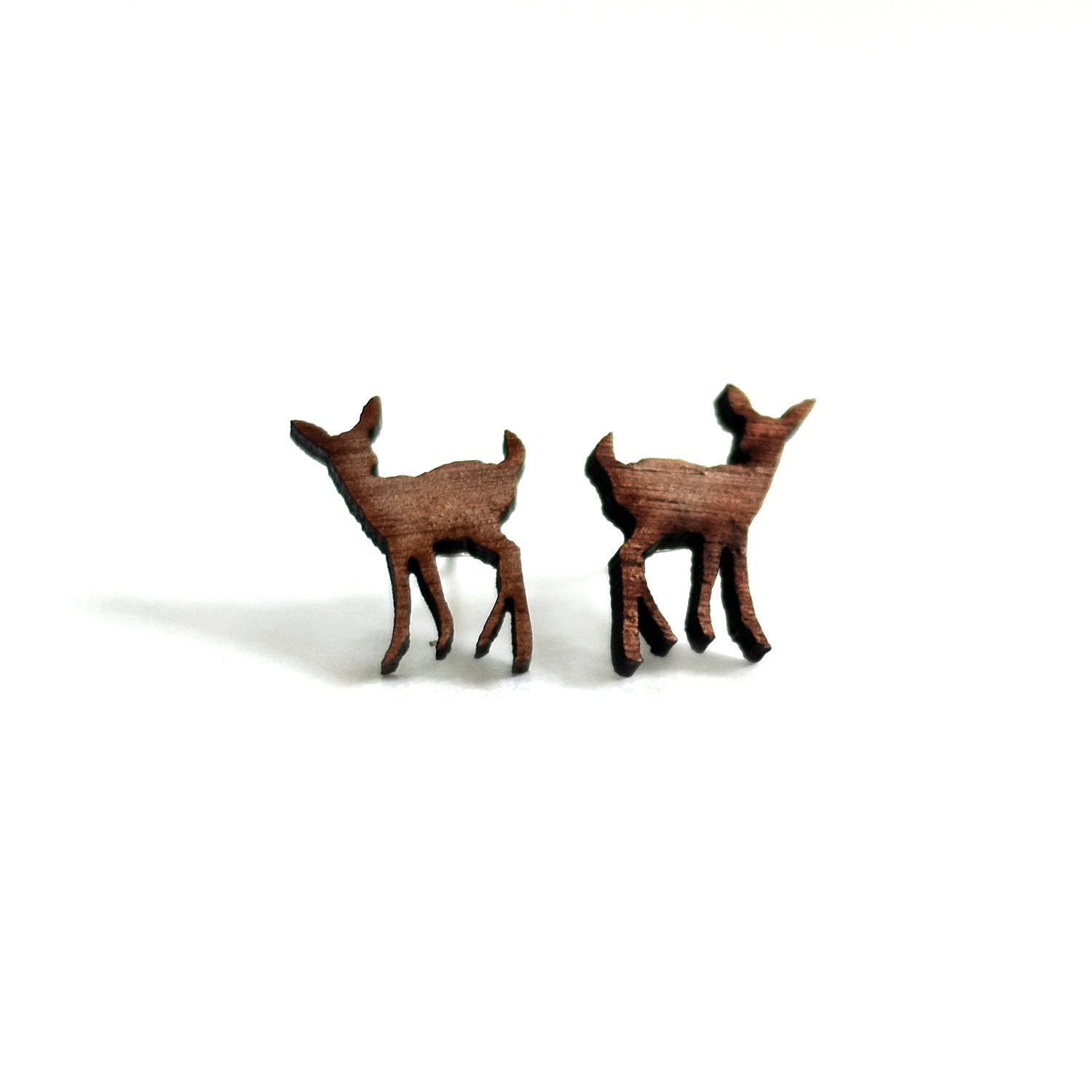 Wooden Deer Post Earrings