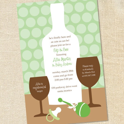Sweet Wishes' 20 Sip and See Baby Shower Invitations Wine Tea or Brunch - Custom Quantities (As Low as 1.19 Each) Il_570xn