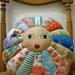 Summer Flower Doll Face - Vintage Cottons Patchwork Cushion Pillow