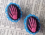 Day of the Dead Kitsch Cameo Plugs for Gauged Ears - (6mm 8mm10mm12mm 14mm 16mm 18mm  / 00g, 0g, 2g, 4g, 6g) choose size