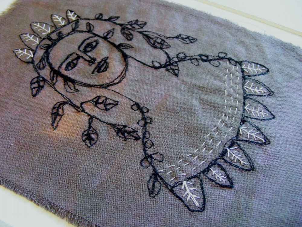 May queen, flower girl - original embroidery art