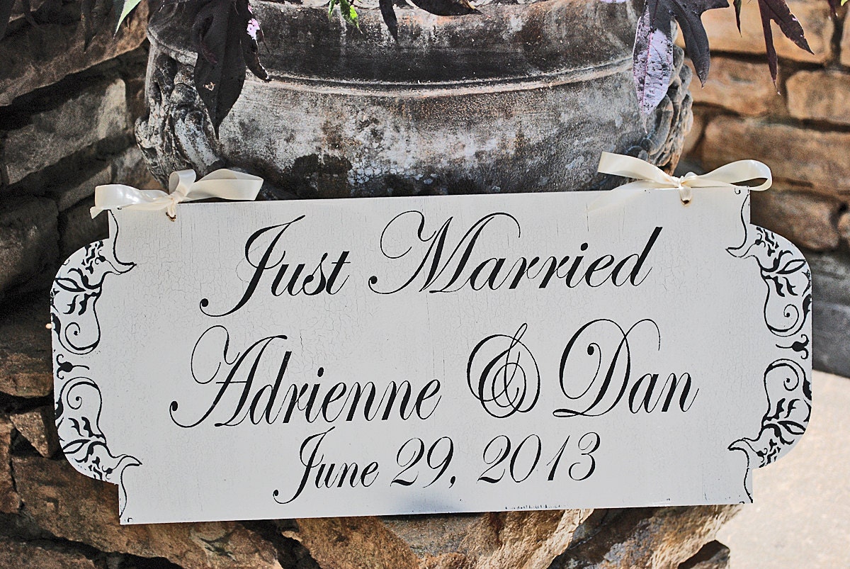 JUST MARRIED Custom Wedding sign 10x24 PERSONALIZED
