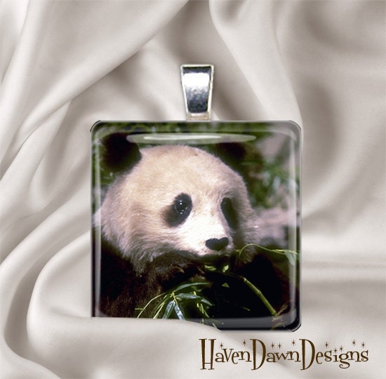 Panda Glass Tile Pendant