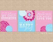 You are My Sunshine Nursery / Kids Room Giclée Art Prints, 3 Print Set, Custom match colors to your nursery/room, 8 x 10