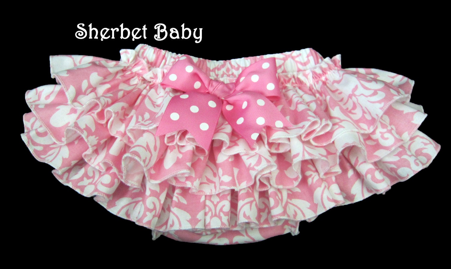 Pink Damask Sassy Pants Ruffle Diaper Cover Bloomer