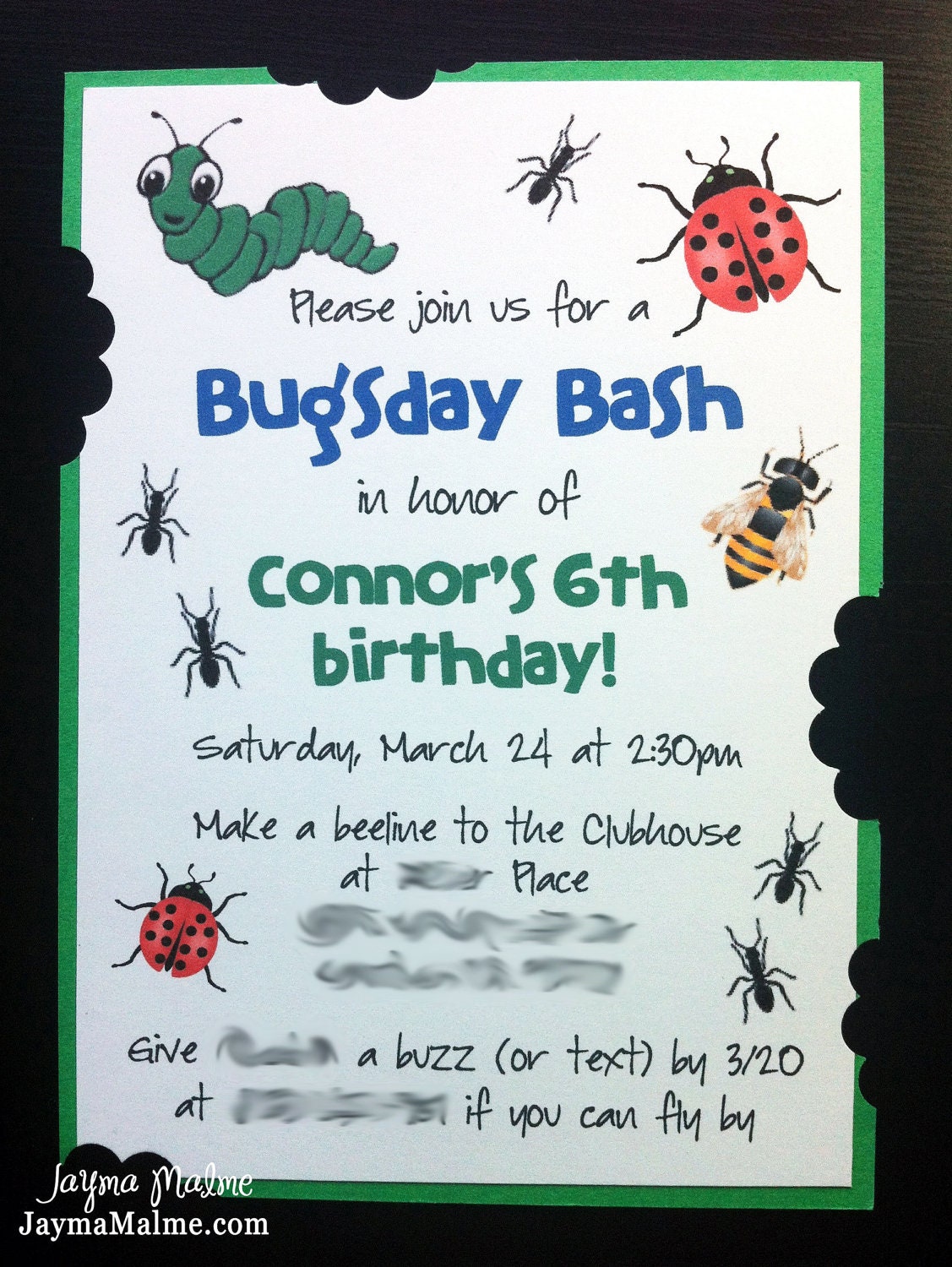 Bugsday Bash - Bug Theme Birthday Invitations - Custom